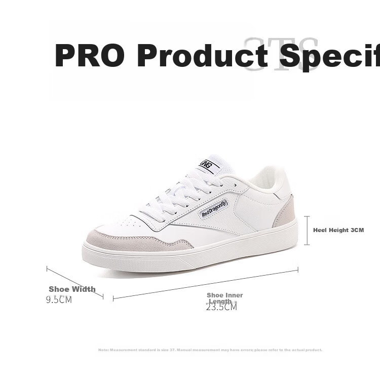 Red Dragonfly Women's Flat Casual White Sneakers Durable Sports Shoes WXB351982 White Size 38 6