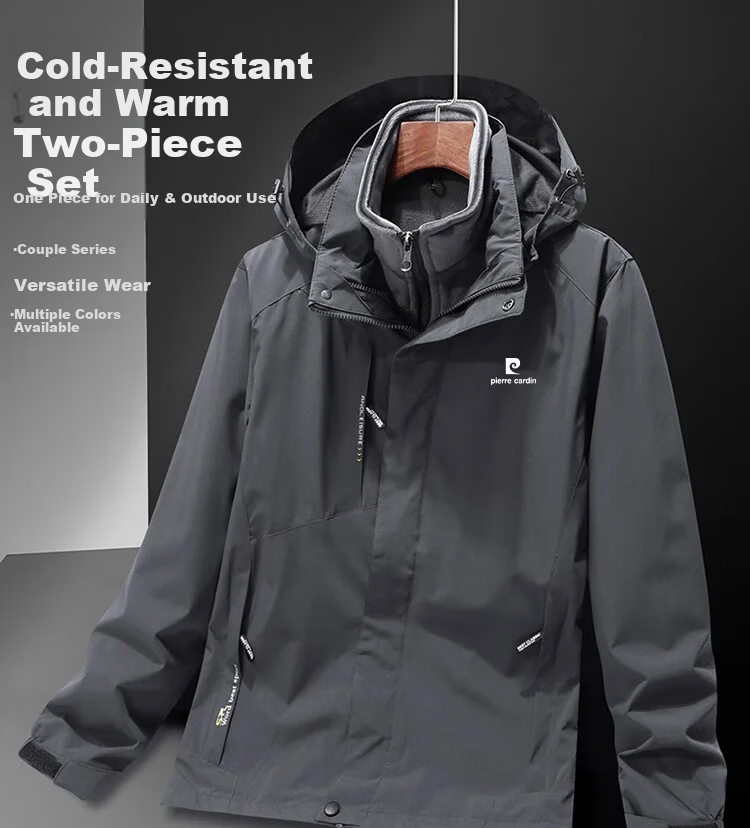 Pierre Cardin Men's Autumn Winter Casual 3-in-1 Windproof Outdoor Mountaineering Jacket Black 3XL 1