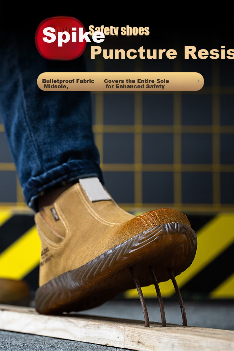 DELIXI ELECTRIC Men's Work Safety Shoes Suede Leather Steel Toe Anti-Smash Puncture Slip-Resistant Wear-Resistant Welding Fireproof Protective Shoes 6