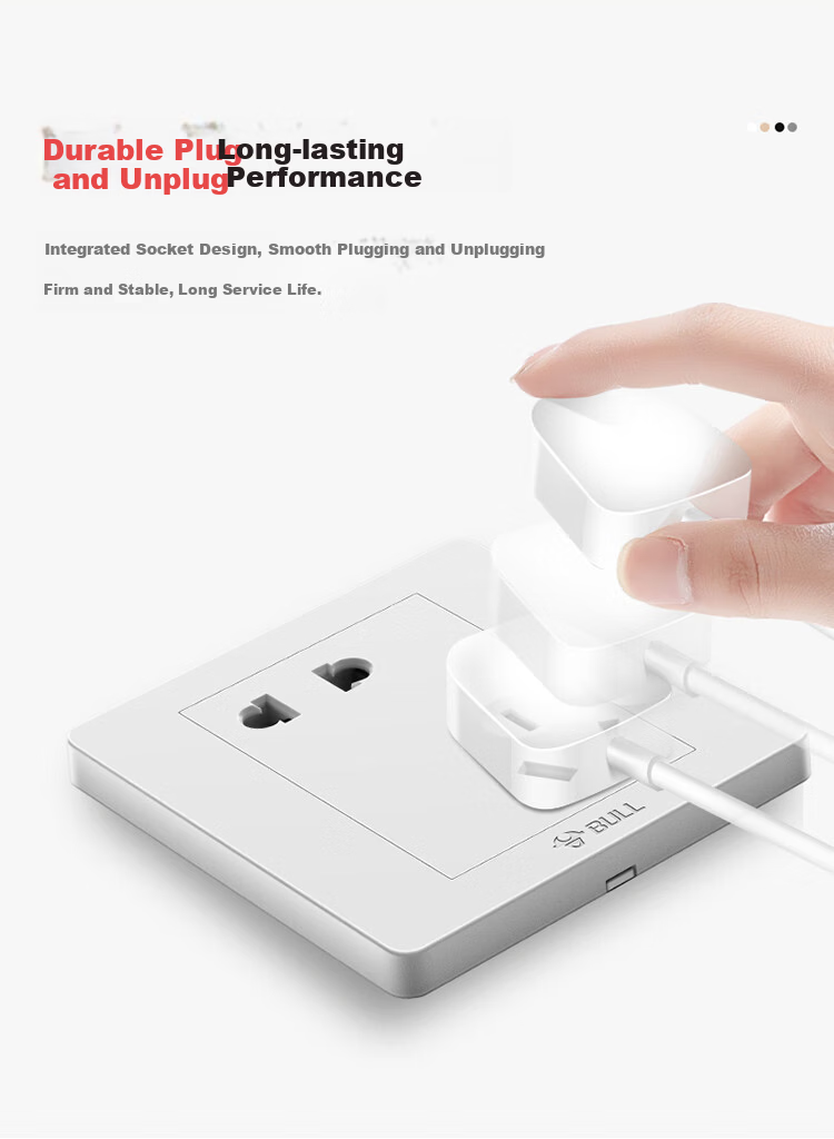 BULL Switch Socket, G07 Series Single-Pole Double-Throw Five-Hole Socket with Switch, 86-Type Panel G07E334S Ivory White 14