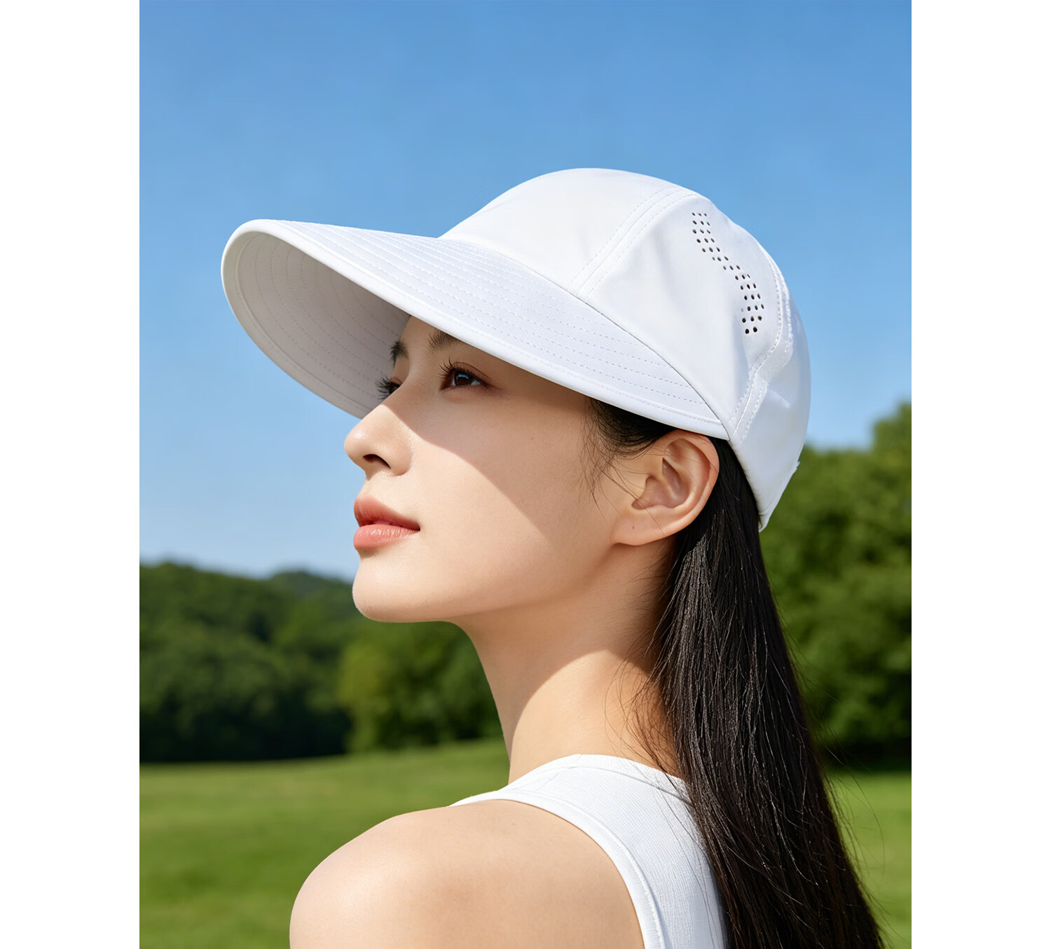 FANCET Women's Summer Sunshade Hat Large Brim UV Protection Sunscreen Outdoor Golf Baseball Cap Cooling Ponytail Hat 24