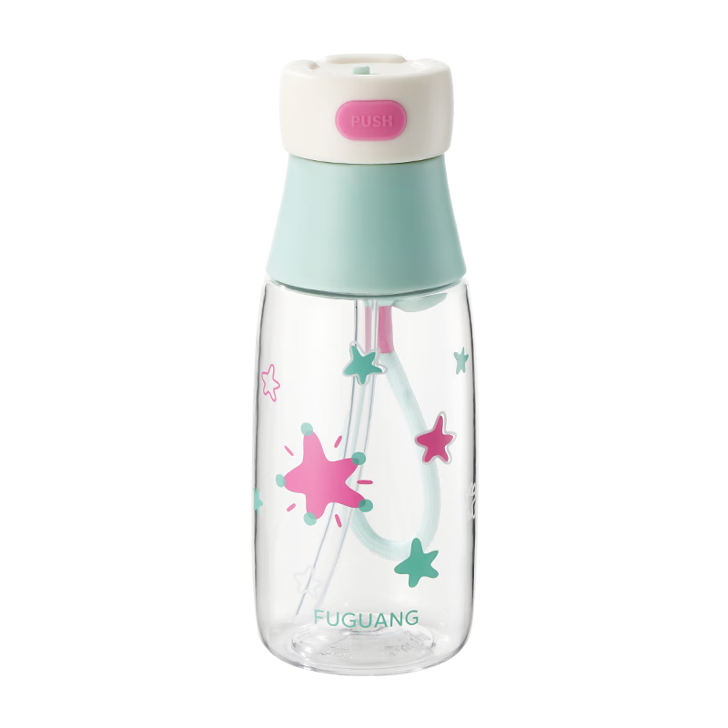 FUGUANG Plastic Tritan Water Bottle for Kids Students Women Portable Summer High-Temperature Resistant Sports Pink Green 520ML