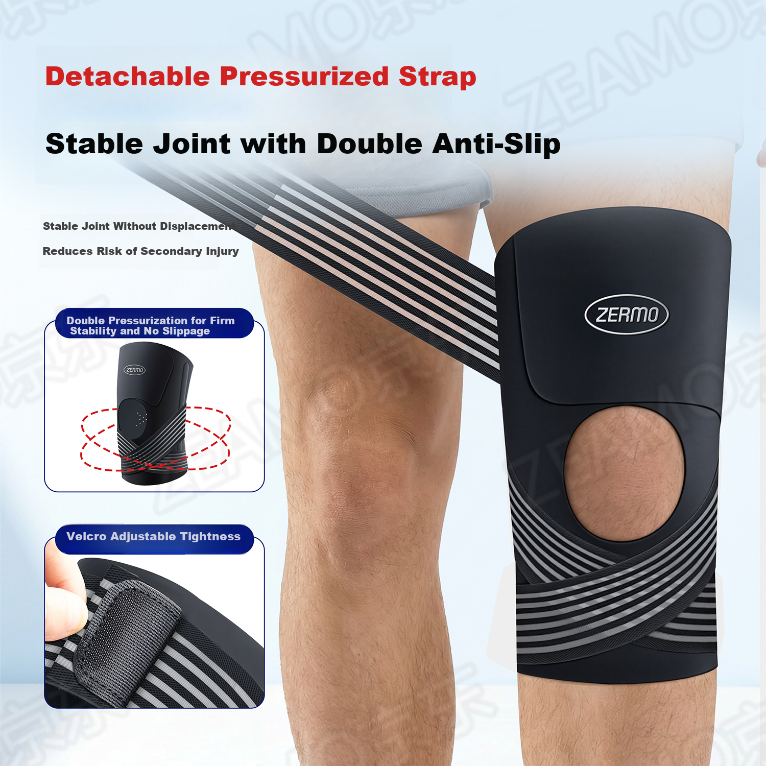 ZEAMO Knee Brace Sports Professional Protection for Arthritis Meniscus Injury Summer Thin Knee Joint Support Unisex L