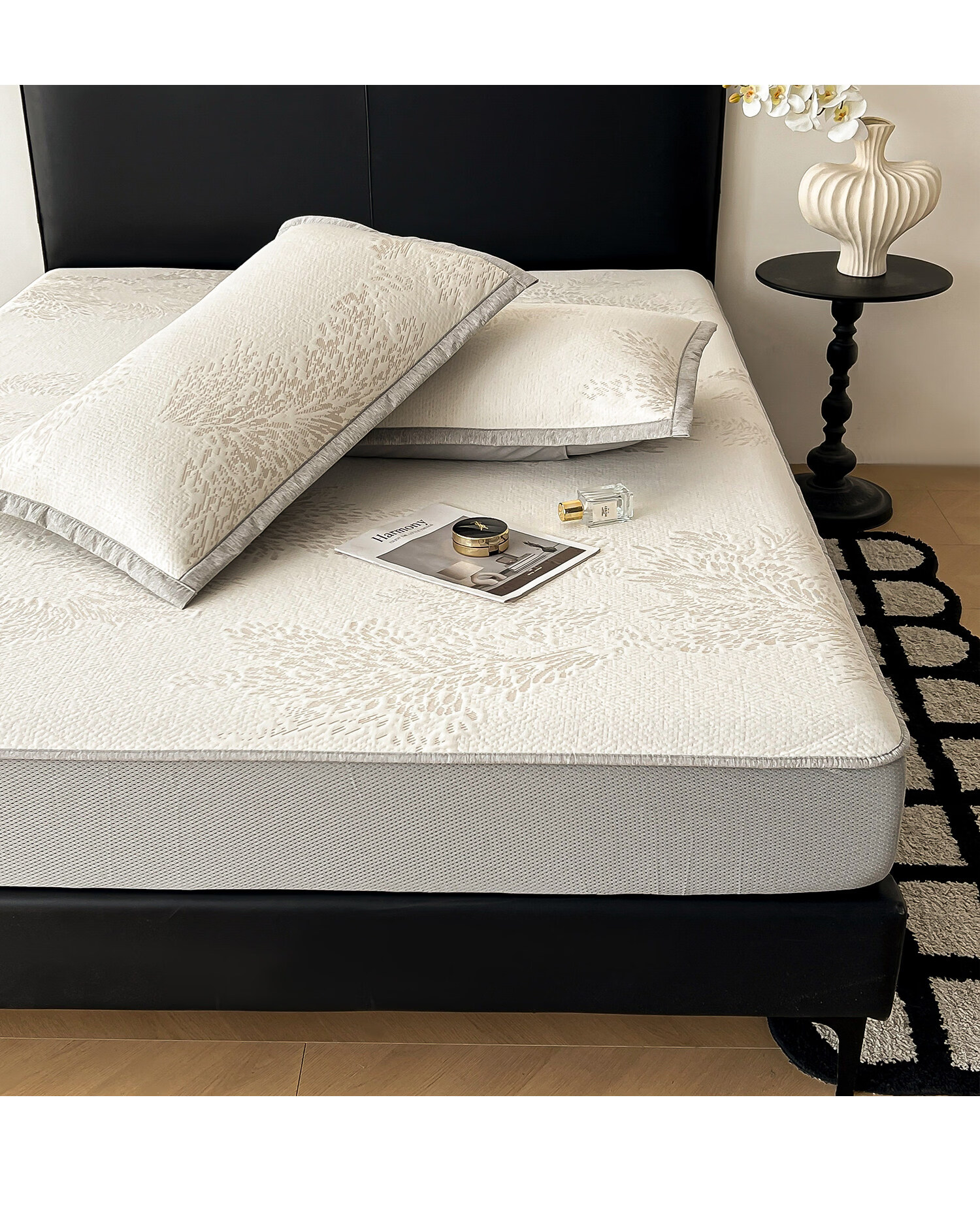 MUJI Class A Ice Silk Fitted Sheet Three-Piece Set Summer Washable Home Bedding Pillowcase 180*200cm 3