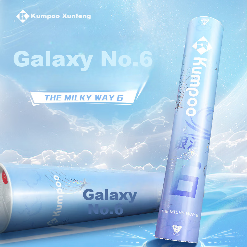 KUMPOO Badminton Feather Shuttlecocks 12-Pack Durable Goose Feathers Xunfeng Galaxy No.6 Speed 77