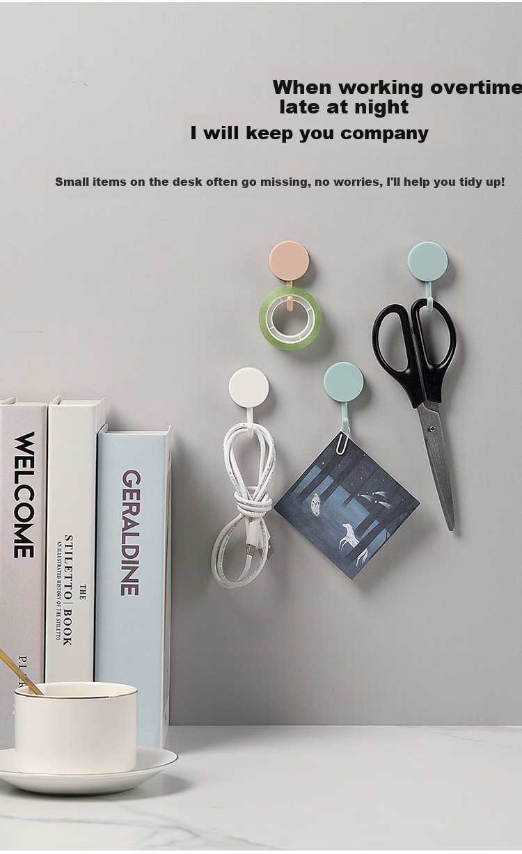 Meiliya No-Drill Strong Adhesive Hooks, 10-Pack, Seamless Hanging Hooks for Bathroom and Kitchen, Clothes and Towel Hooks 7