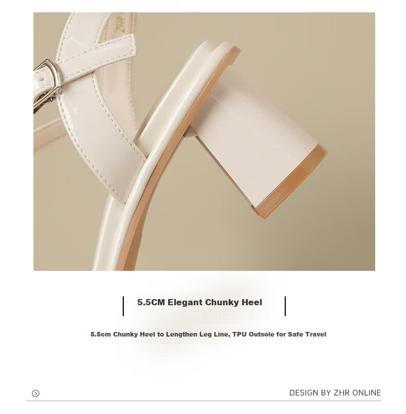 ZHR Women's Summer Sandals Fairy Style Thick High Heels Open Toe One-Strap Shoes with Skirt KN139 Beige Size 35 9