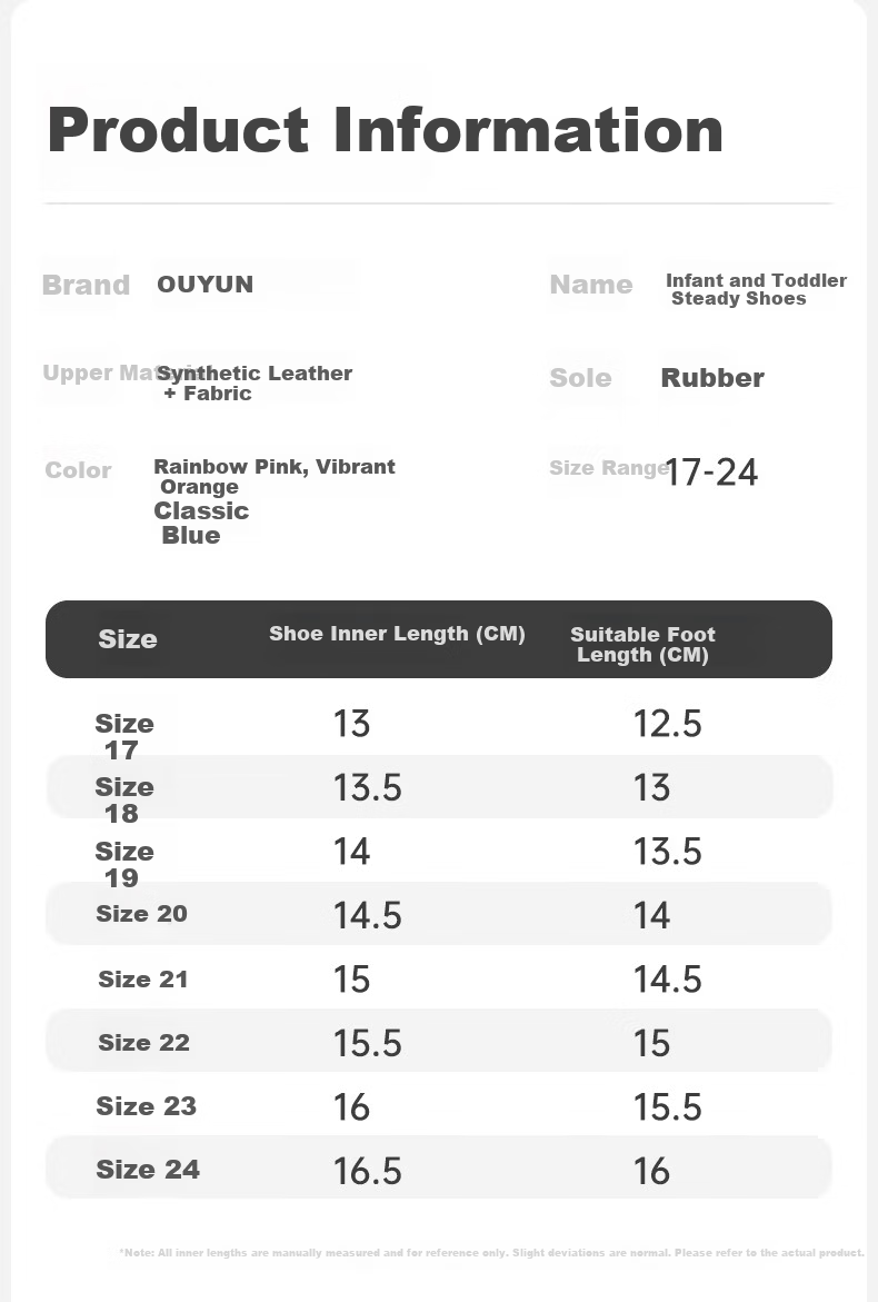OUYUN Infant Toddler Walking Shoes Summer Baby Boys Girls Anti-Collision Soft Sole Non-Slip Shoes Classic Blue Size 20 16