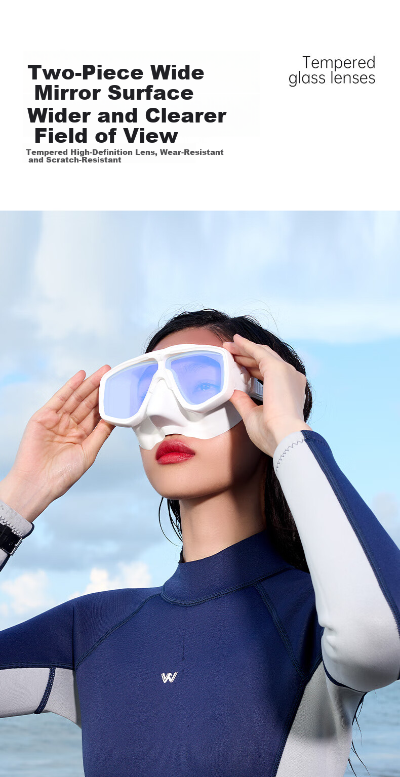 WATERTIME / Shuichuan Snorkeling Mask Set with Coated Lens and Snorkel, White 4
