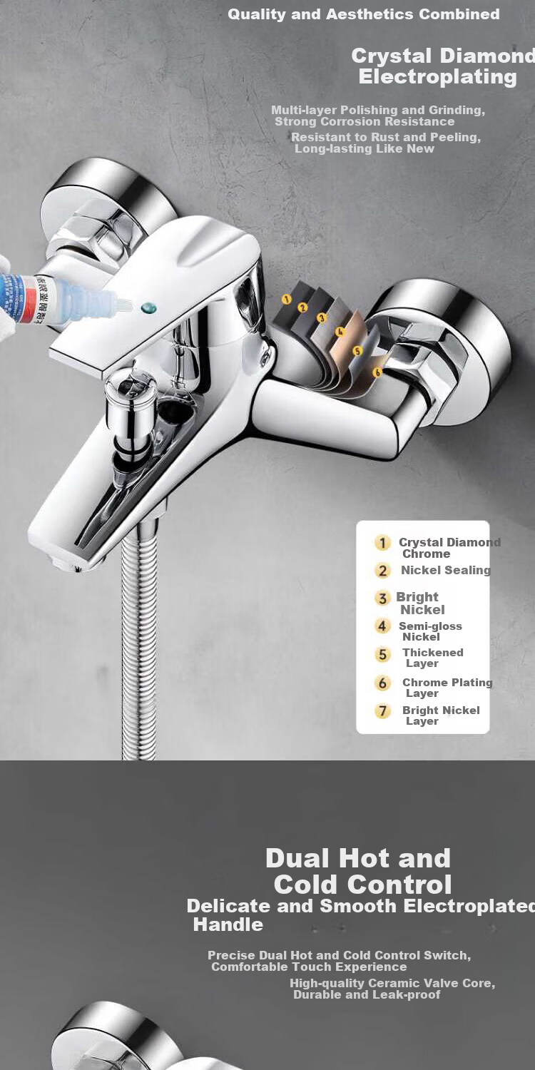 Del 28-Year Brand Shower Faucet Set Simple Mixing Valve Bathroom Hot and Cold Large Water Flow Shower Head 6