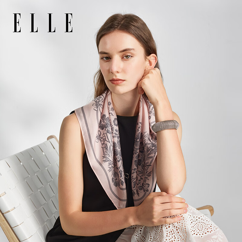 ELLE Modal Silk Scarf Women's Summer Fashion Versatile Casual Floral Print Square Neck Scarf New Gift