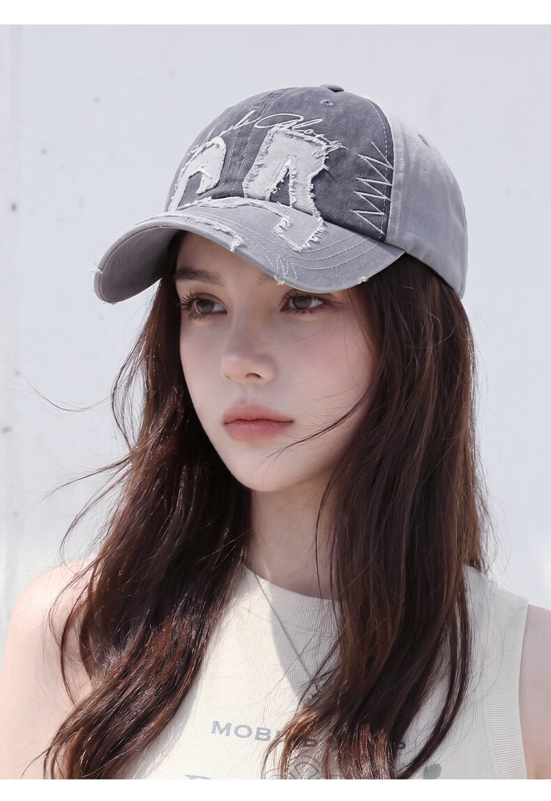 CACUSS Women's Summer Fashion Trendy Colorblock Distressed Edge Baseball Cap Outdoor Sun Hat Pink Purple 10