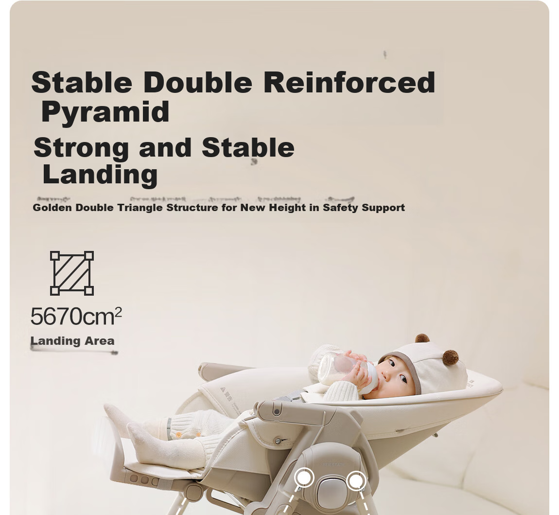 BEIE Baby High Chair Toddler Dining Chair Kids Growth Chair Children's Seat Rocking Chair White Shell + Cloud Cushion 24