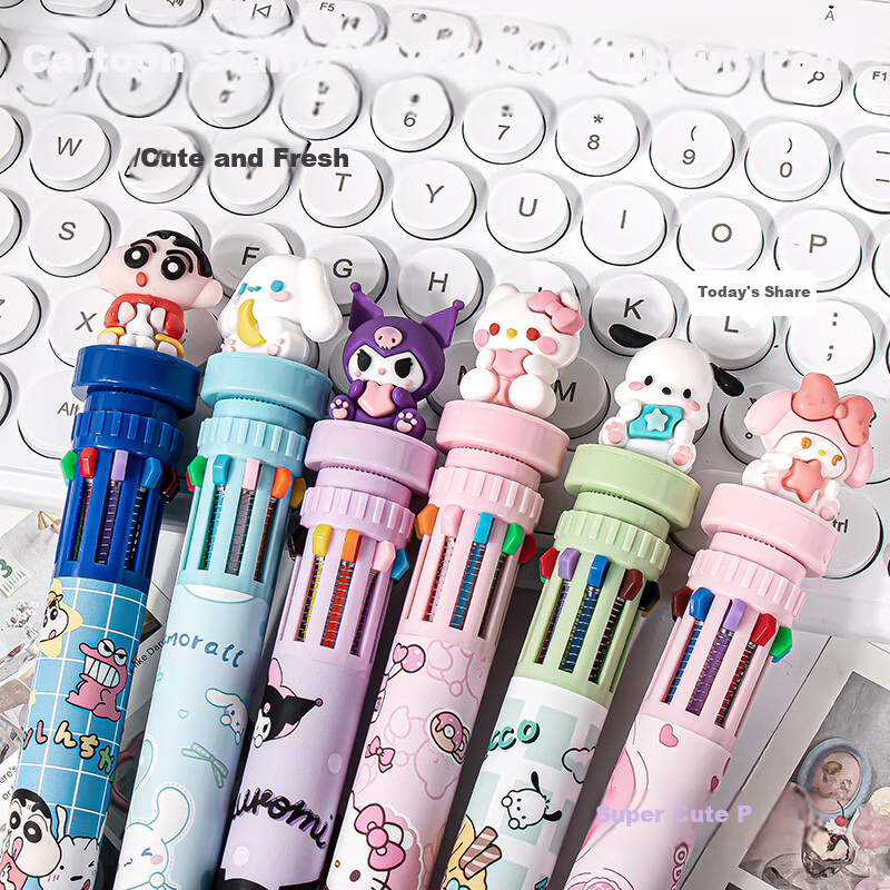 Youth Companion Retractable 3-in-1 Multicolor Gel Pen, 0.5mm Quick-Dry Non-Slip Silicone Ballpoint Pen for Students, Note-Taking, Marking, and Journaling, 4-Pack 1