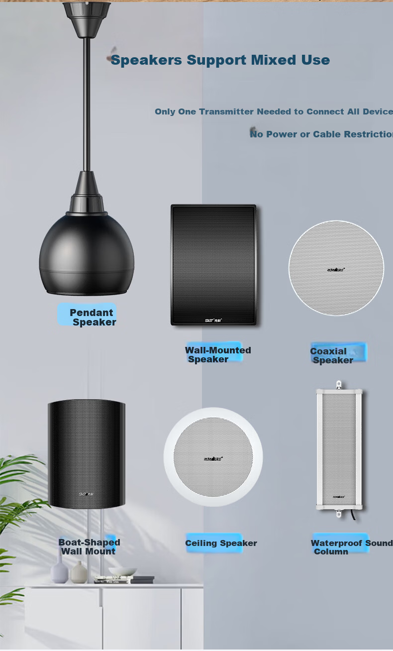 SAST Wireless Wall-Mounted Speaker Set Bluetooth Speaker Public Address Home Shop Conference Campus Supermarket Background Music System Host Speaker Combo One-to-Four K54 3