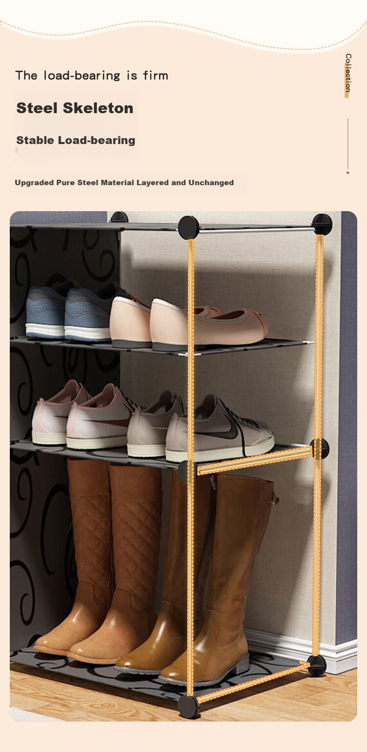 Anerya Simple Shoe Cabinet Entryway Shoe Rack Multi-Layer Dustproof Hallway Plastic Storage Resin Assembly One Column Four Layers 6