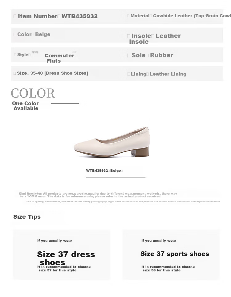 Red Dragonfly Women's Slip-On Soft Sole Leather Casual Shoes Lightweight Commuter Mom Shoes WTB435932 Beige Size 38 5