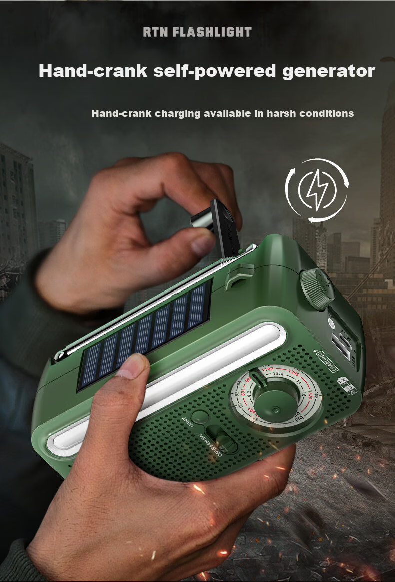 SHENYU Hand Crank Generator Radio Flashlight Multifunctional Emergency Outdoor Solar Charging Equipment Lighting Lamp 7