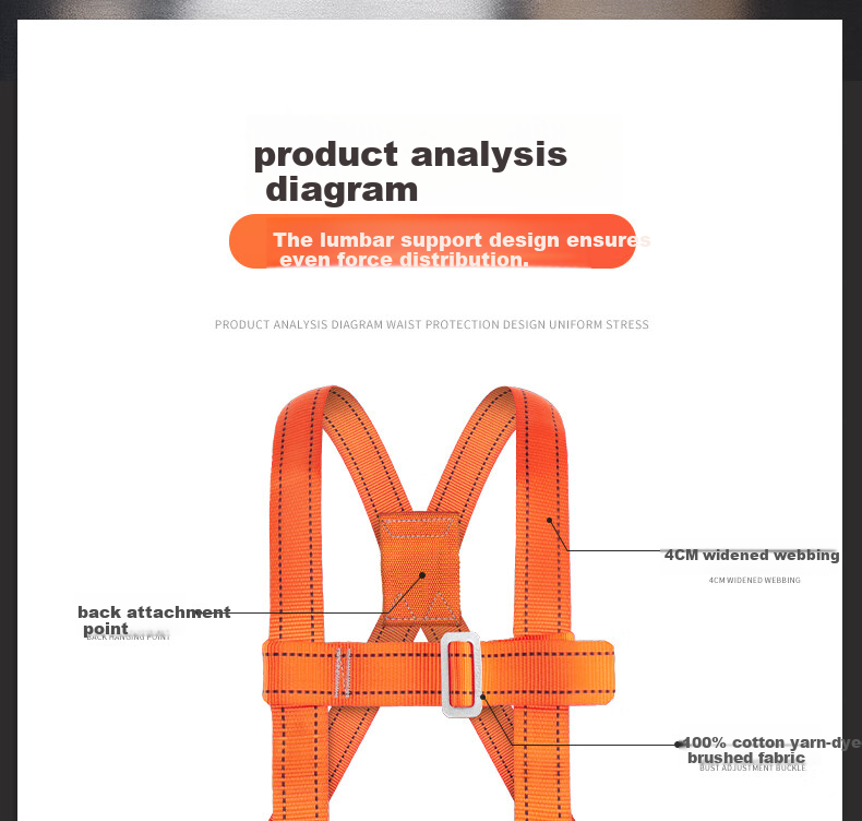 Gorm Five-Point Safety Harness National Standard Safety Rope Full-Body Double Hook TE Double Large Hook 1.8m for High-Altitude Work 7