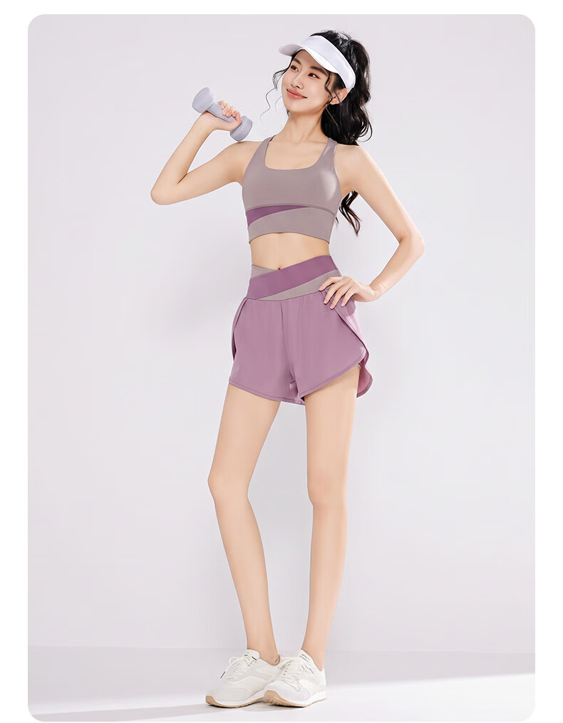 VICTORIATOURIST Women's Yoga Workout Set, Summer Sun Protection Fitness Outfit, Pilates Short-Sleeve Top And Shorts with Chest Pads, Two-Piece Set 25