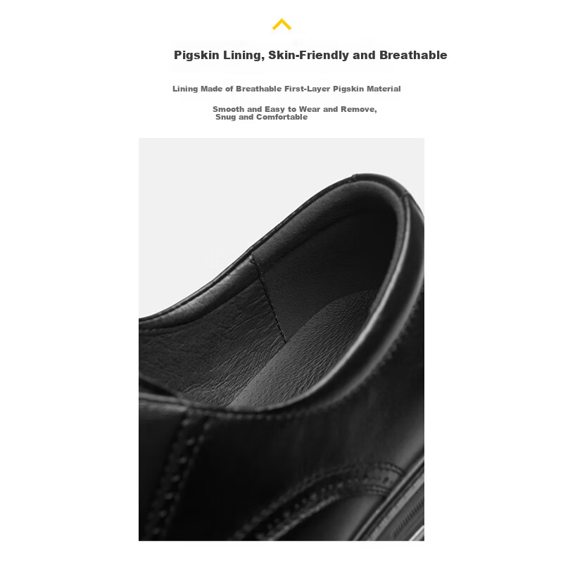 HLA Men's Classic Formal Business Casual Leather Shoes T011 Black Height Increasing Size 44