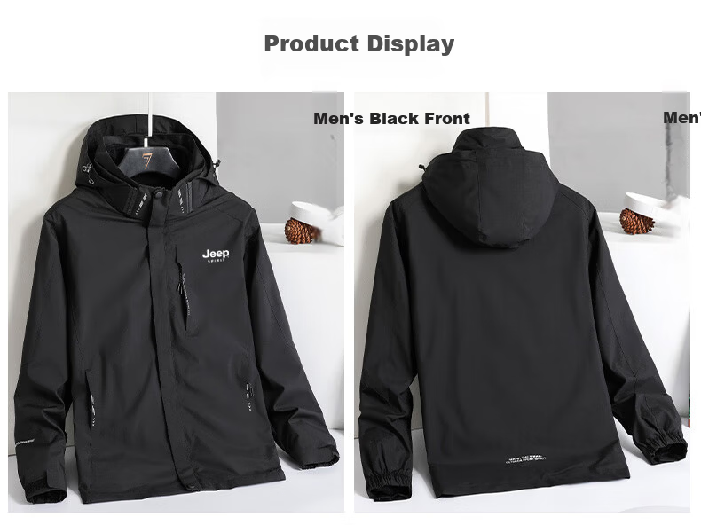JEEP SPIRIT Men's Autumn Winter Hooded 3-in-1 Windproof Mountaineering Jacket Navy Blue 2XL 9