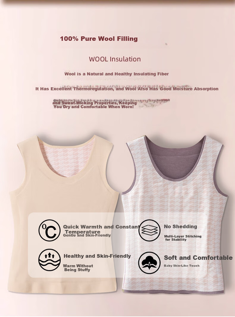 LangSha 100% Wool Thermal Vest for Women Winter Seamless Heat Retention Autumn Shirt 7A Antibacterial Fleece Thickened German Velvet Base Layer Underwear 4