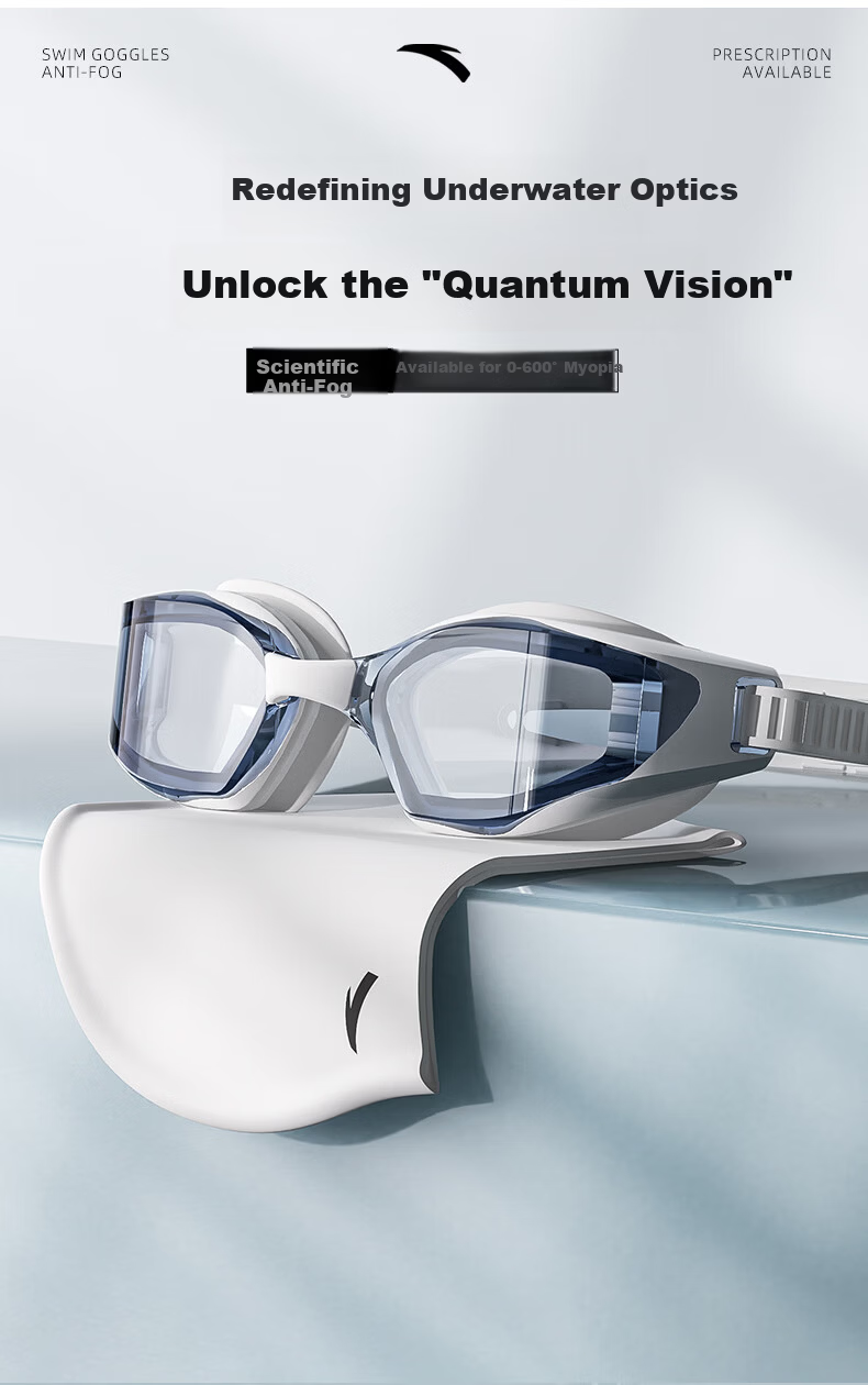 ANTA Swimming Goggles Unisex HD Waterproof Anti-Fog Mid-Frame Professional Training Swim Glasses Black Myopia 400 Degree 2