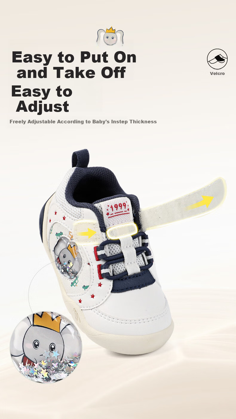DR·KONG Early Walking Shoes Autumn Kids Boys Girls Sports Baby Shoes 2B13A3006CM Beige/Blue Size 19 8