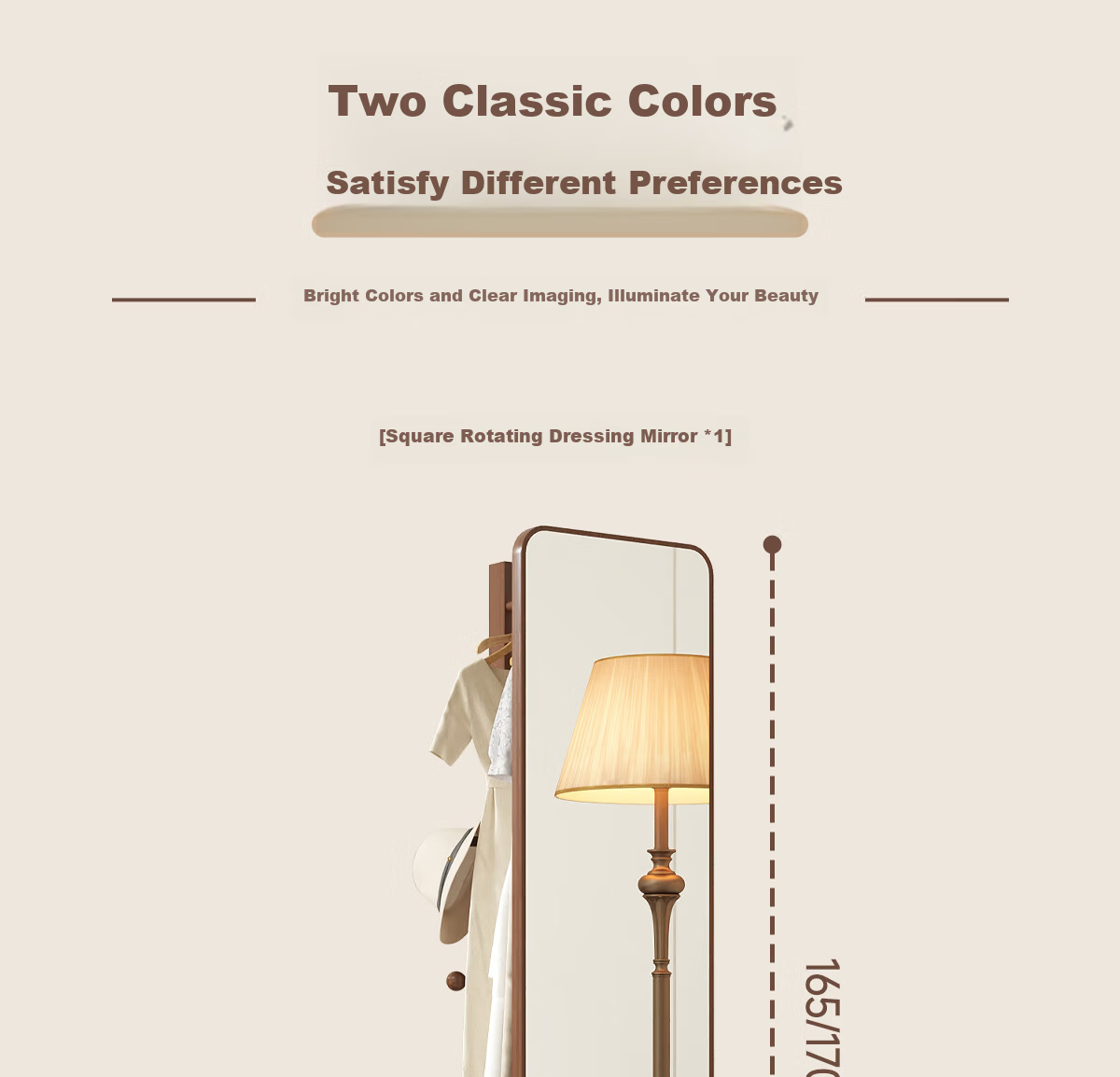 Millennium Huafu Full-Length Rotating Dressing Mirror Floor Mirror with Movable Bedroom Coat Rack Integrated Fitting Mirror 9