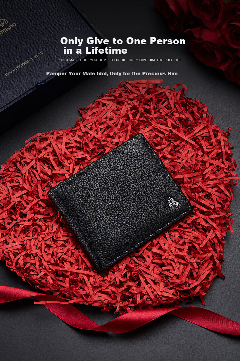 Paolo Mest Men's Genuine Leather Short Wallet Gift Box Practical Birthday Present for Boyfriend Husband Father JD Self-operated 11