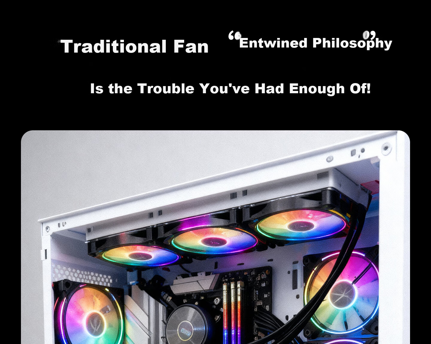 JEYI PC Case Building Block Fan ARGB Motherboard Sync PWM Temperature Control Noise Reduction Anti-Vibration Feet Infinite Lighting Effects Silent Cooling Computer Case Cooler 14