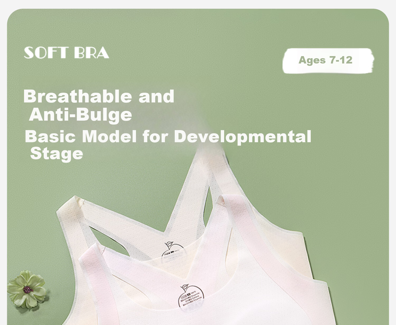 Meishianxuan Girls' Children's Underwear Vest for Ages 6-12, Stage 1 Early Development, Sports Anti-Protrusion Tank Top for Elementary School Girls 3