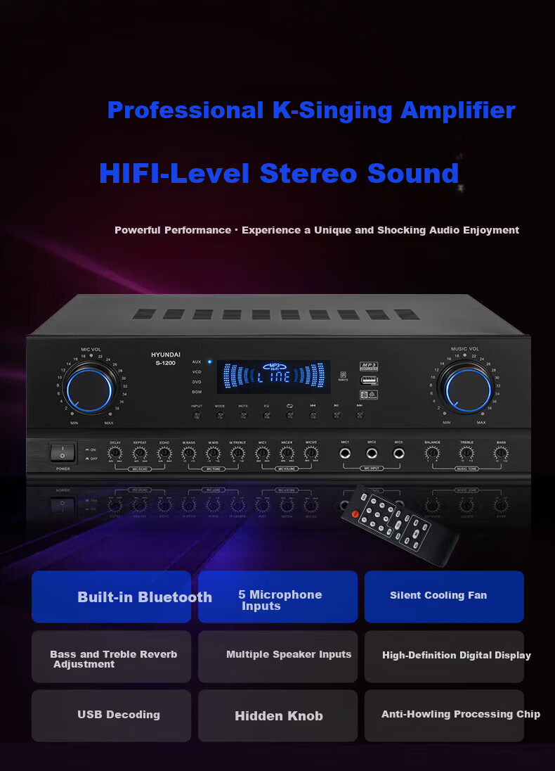 HYUNDAI HY10S Home KTV Sound System Full Set Singing Equipment Three-Way Home Theater Karaoke System 6
