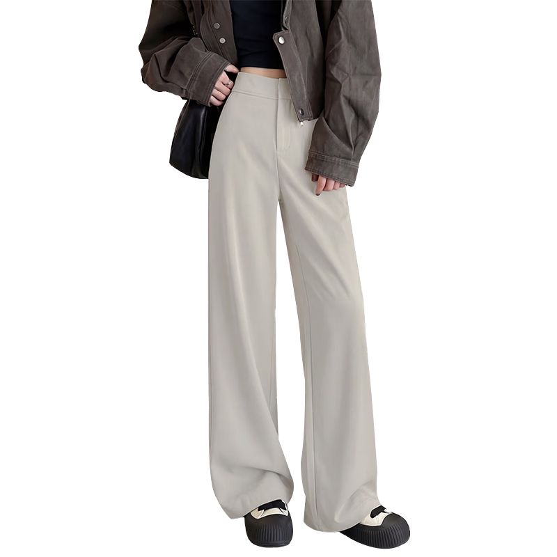 Borui Women's Casual Dress Pants 2026 New Spring Summer Flowing Wide-Leg Slim Straight-Leg Suit Trousers