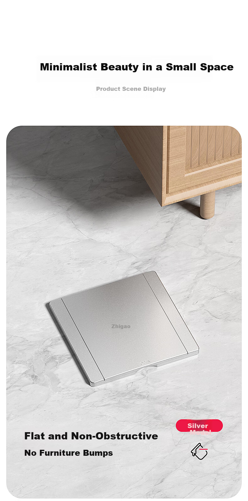 CHIGO Model 86 Concealed Embedded Ultra-thin Flush Waterproof Floor Socket Cover Multifunctional Stainless Steel 5-Hole Floor Socket Silver 10