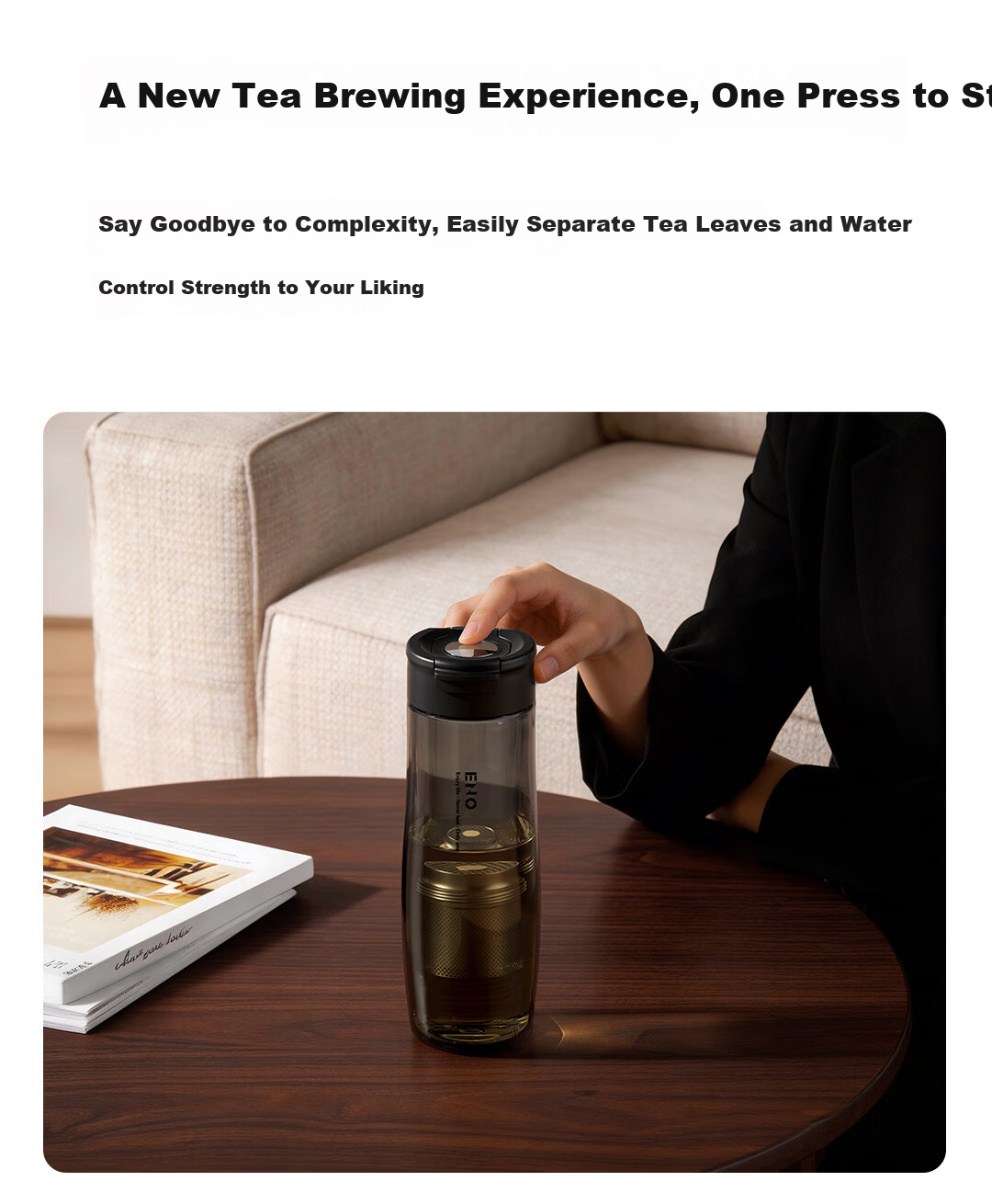 ENO Magnetic Infuser Tea Cup Tritan Sports Water Bottle Large Capacity High Temperature Resistant Portable Plastic Cup for Men 3