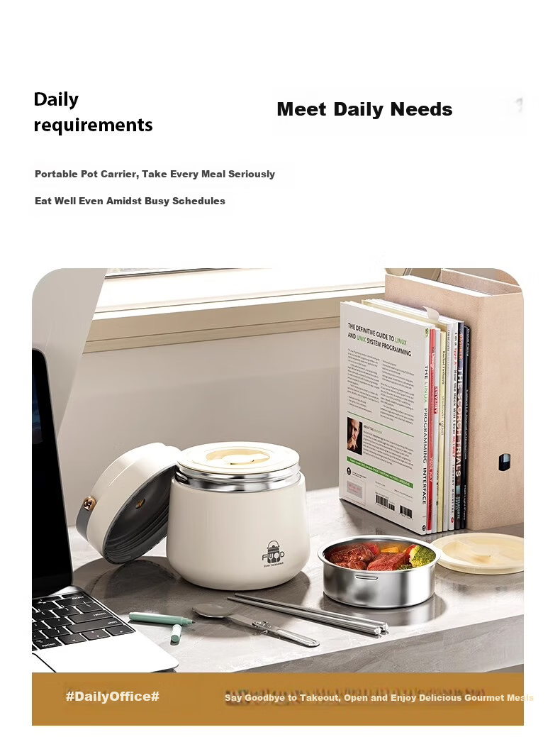Ymer Stainless Steel Insulated Lunch Box with Extra Large Food Container Portable Lunch Bucket for Office Workers and Students [Chubby Matte White] 26