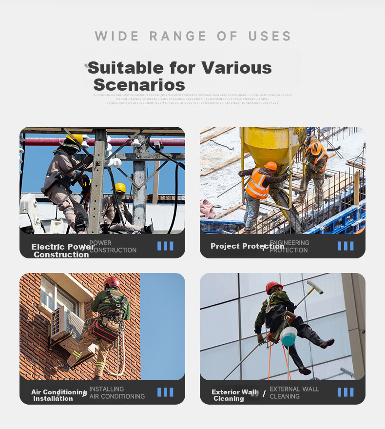 High-Altitude Work Air Conditioner Installation Durable Rope Outdoor Mountaineering Climbing Rappelling Safety Rope Set National Standard 10.5MM 20M 3