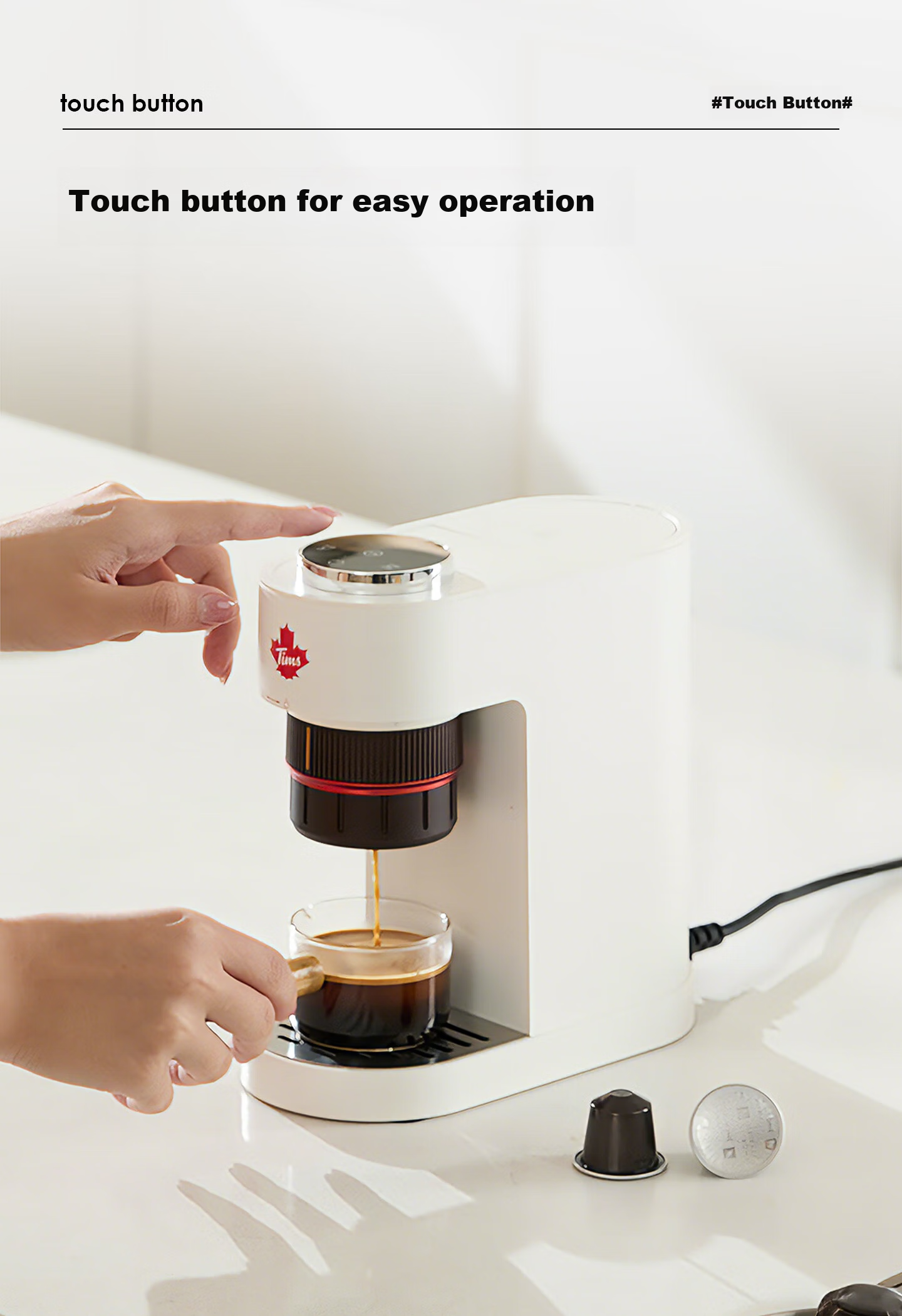 Tim Hortons Tianhao Capsule Coffee Machine Small Portable All-in-One Semi-Automatic Coffee Powder Capsule Dual-Use Office Birthday Gift A2 24