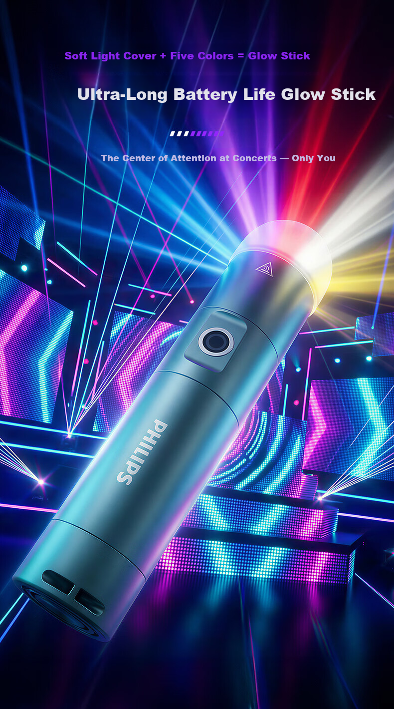 PHILIPS Ultra-Bright High-Intensity Flashlight with Five Color Light Sources, Long Battery Life, Outdoor Magnetic Camping Rechargeable Portable Home-Specific 5188 17