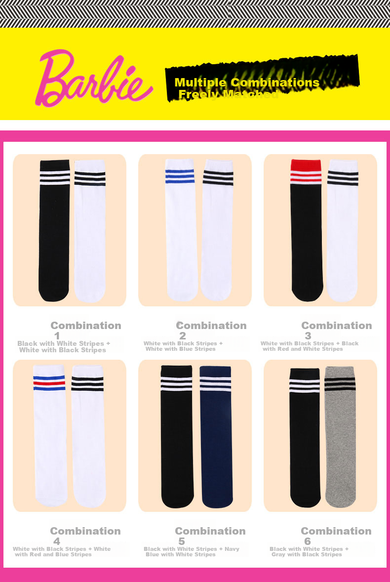Barbie Kids Over-the-Knee Long Cotton Socks Thin Student Girls Mid-Calf Socks Spring Autumn Boys High Tube Football Socks 2
