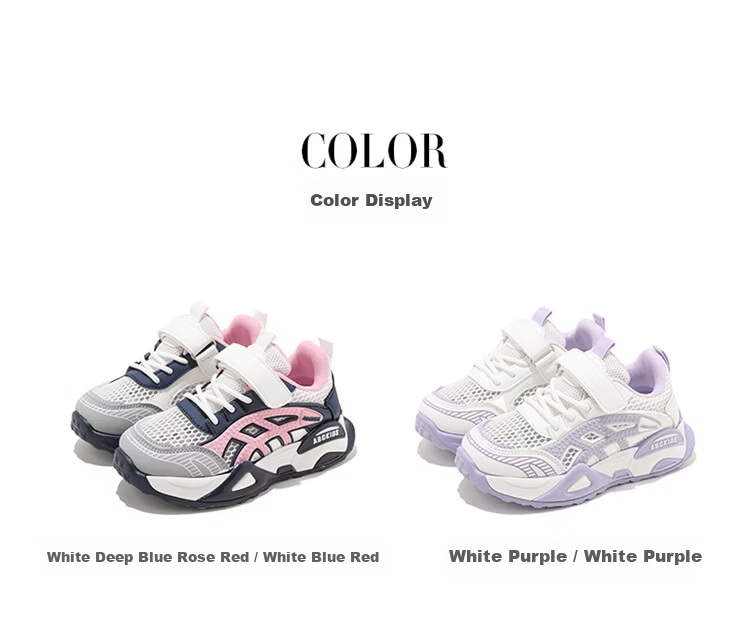 ABC KIDS Kids Sports Shoes Single Mesh Breathable Children's Running Shoes 2026 Spring New White Purple Size 30 2