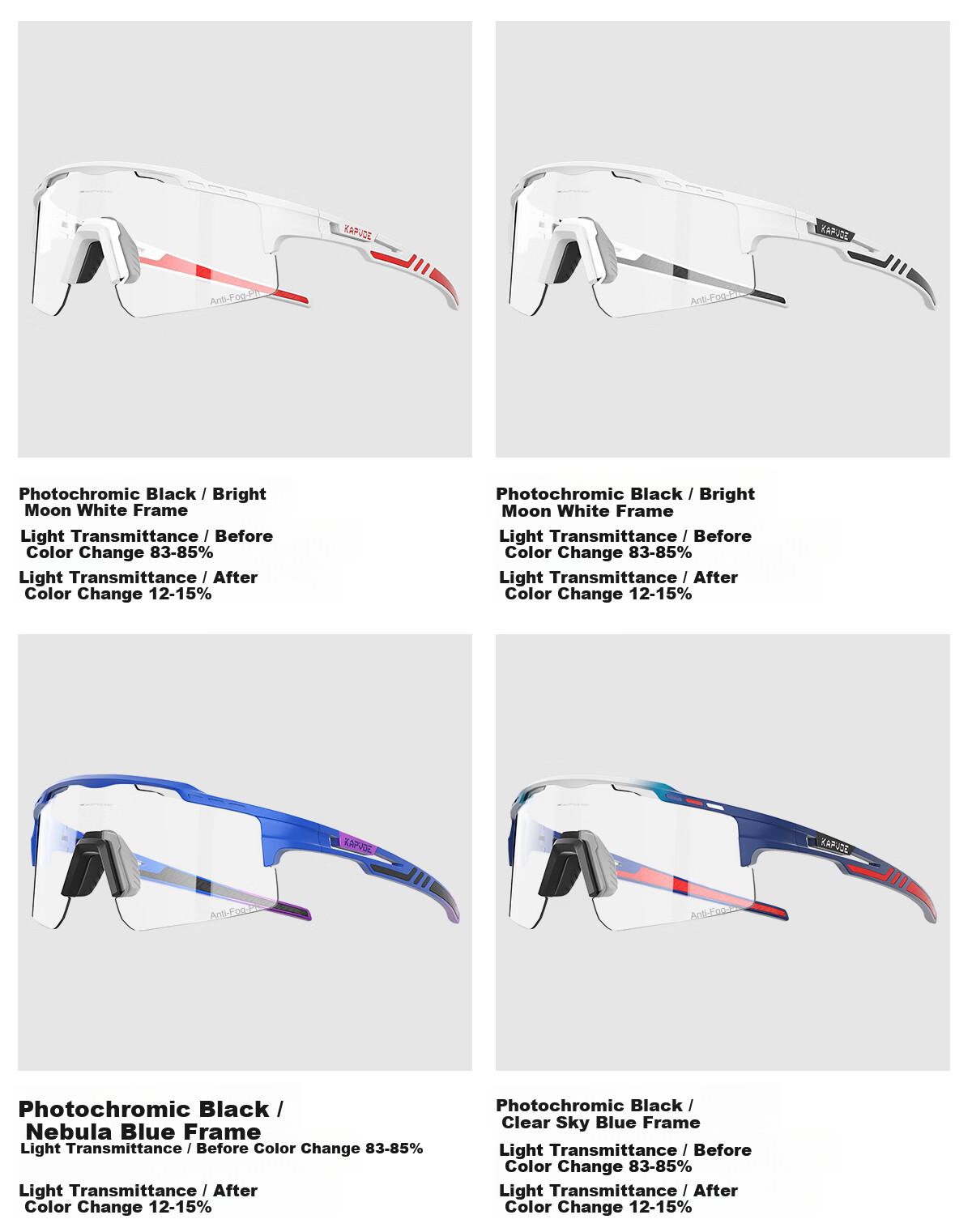 KAPVOE Warrior Anti-Fog Cycling Glasses Photochromic Day-Night Dual-Use Windproof Sandproof Sports Professional Mountain Road Bike 25
