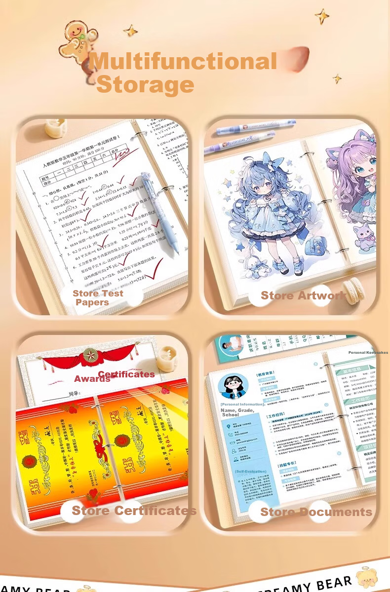 Shuxing A4 Growth File Record Book Loose-leaf DIY Manual Kindergarten Baby Transparent Photo Album Commemorative Certificate Collection Book Boys Girls Art Work Photo Storage Book 10