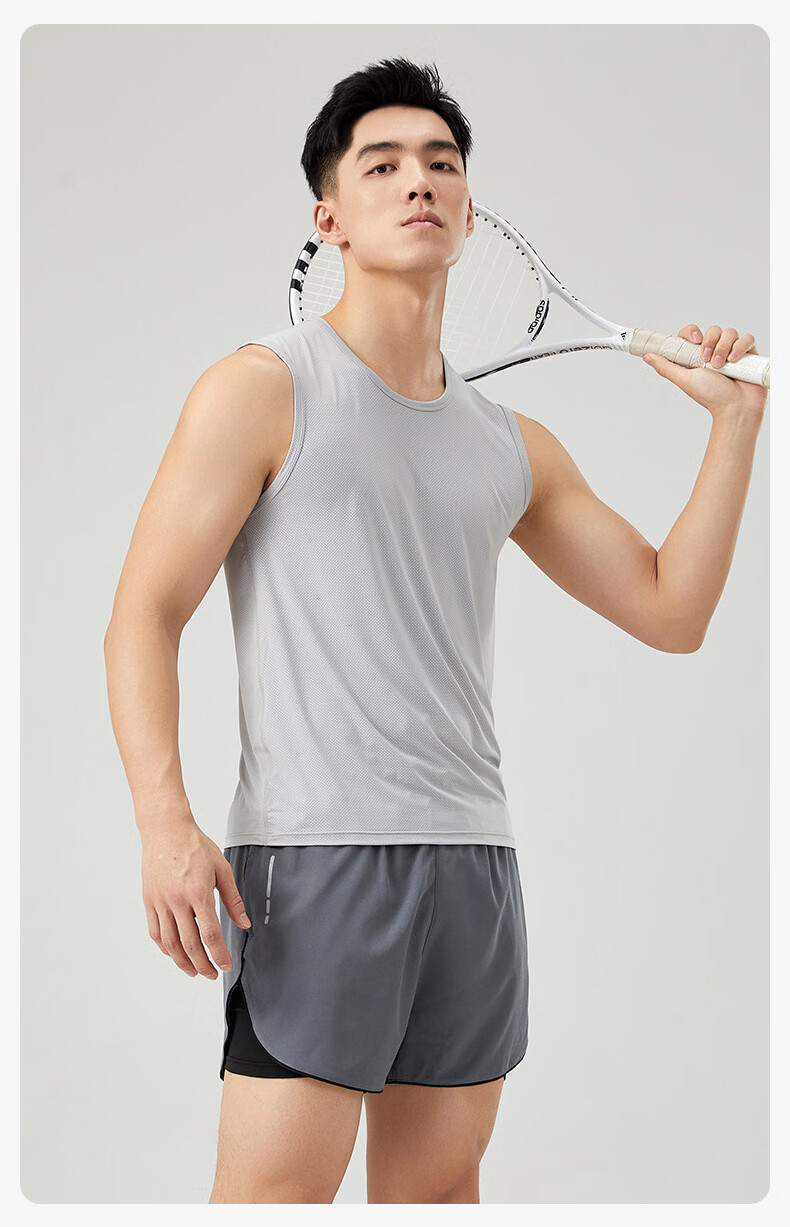 Romon Men's Ice Silk Vest Summer Thin Cool Mesh Breathable Casual Sports Tank Top 1 Piece 22