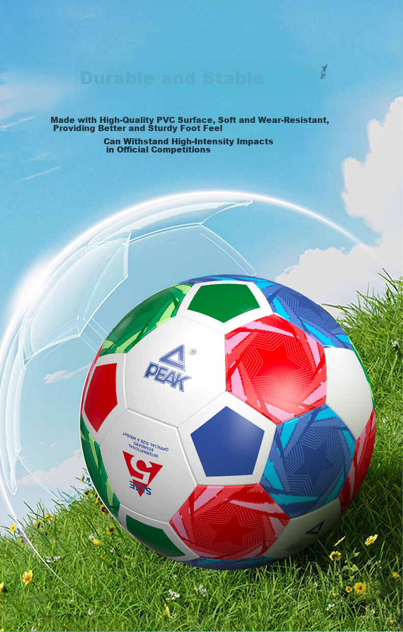 Peak Soccer Ball Size 4 for Children and Adults, Standard World Cup Match Training Ball for Youth, Primary School, and Preschool 3