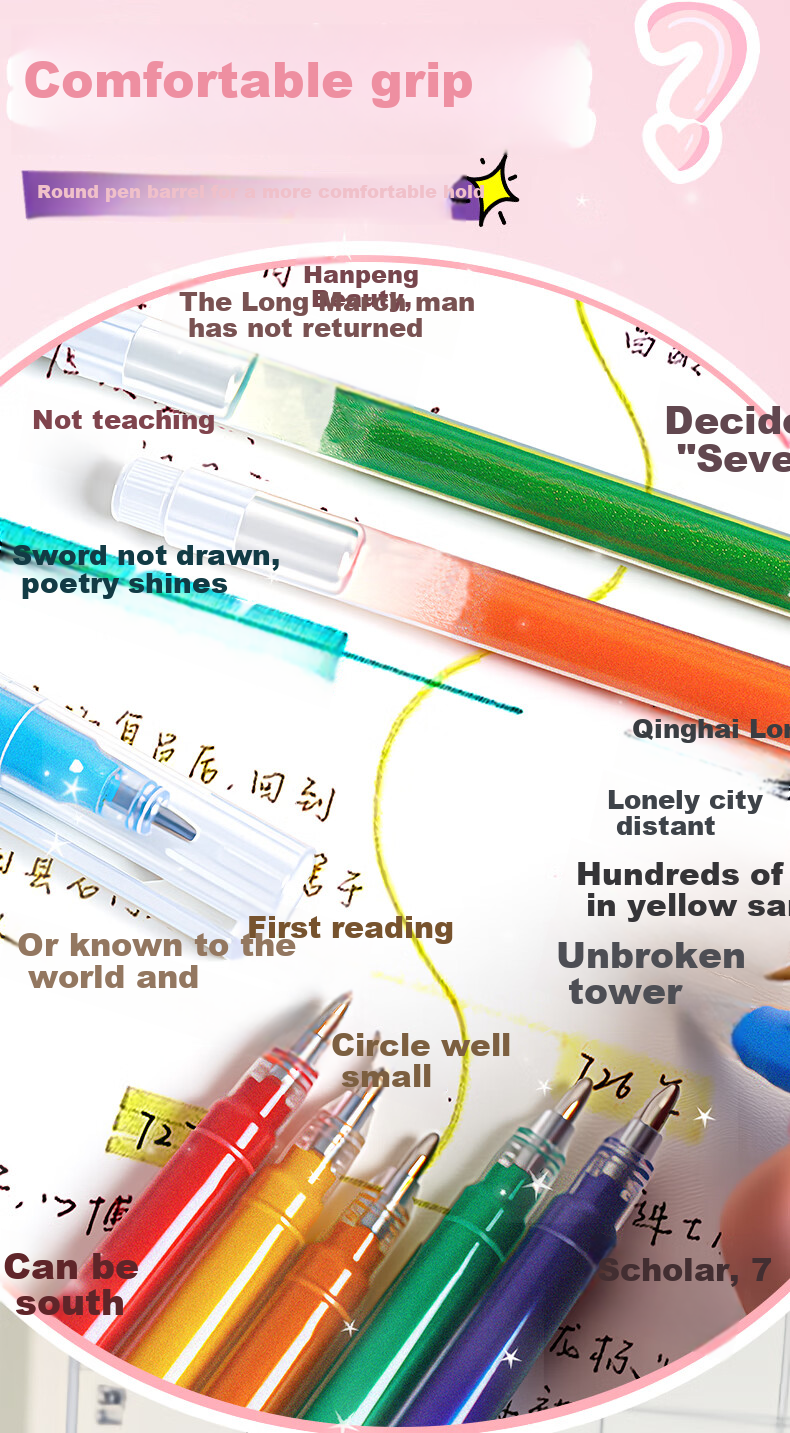 TRUECOLOR 8-Color Glitter Gel Pen Set Non-Toxic Fluorescent Marker Pens for Kids Primary School Students Pearl Watercolor Highlighting Pens 068 8