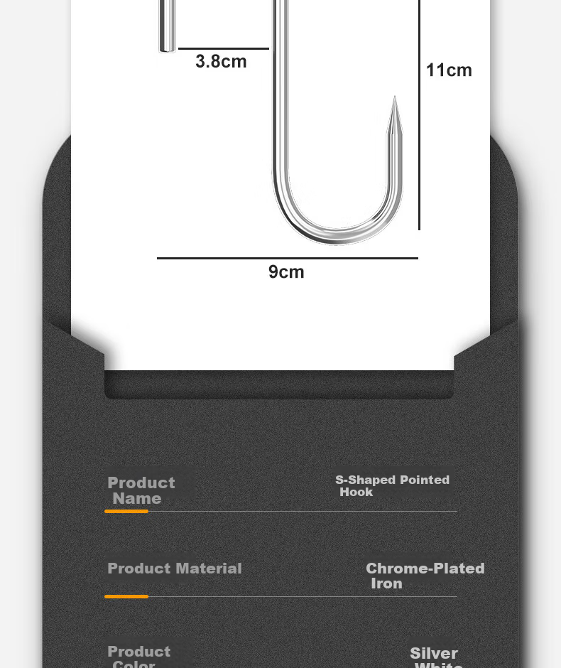 CHUSHE Stainless Steel Meat Hanging Hook Large Solid Thickened S-Shaped Hook for Curing Meat 12
