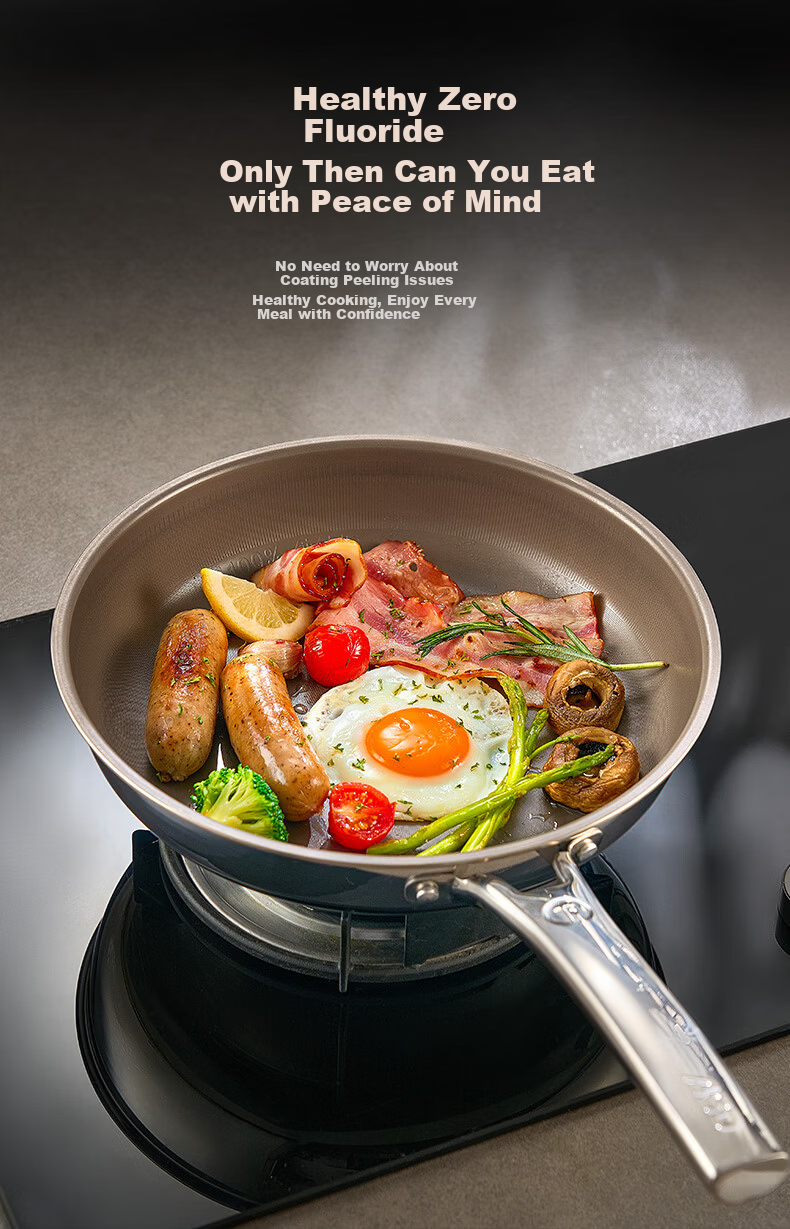 ASD 28cm Pure Titanium Non-Stick Frying Pan with Fluorine-Free Coating for Eggs, Steak, and Stir-Fry Compatible with Induction and Gas Stoves Z1 9